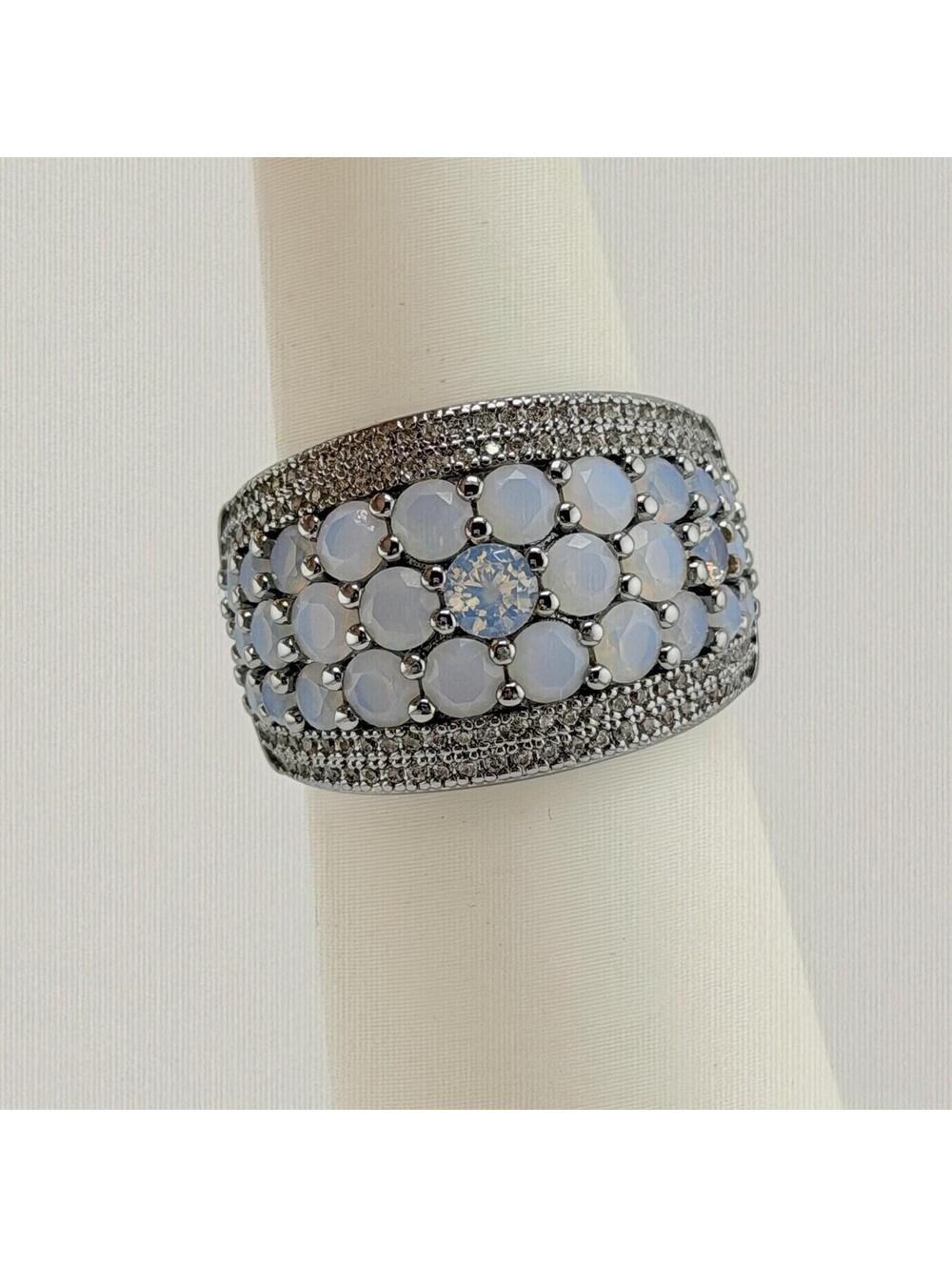 Bomb Party Luxe Bands RBP6754 Sz 9 "A Statement Piece" Moonstone on Hematite